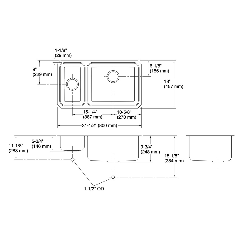 Kohler 3174-L-NA Undertone Hi/Low Ss Sink, Lh