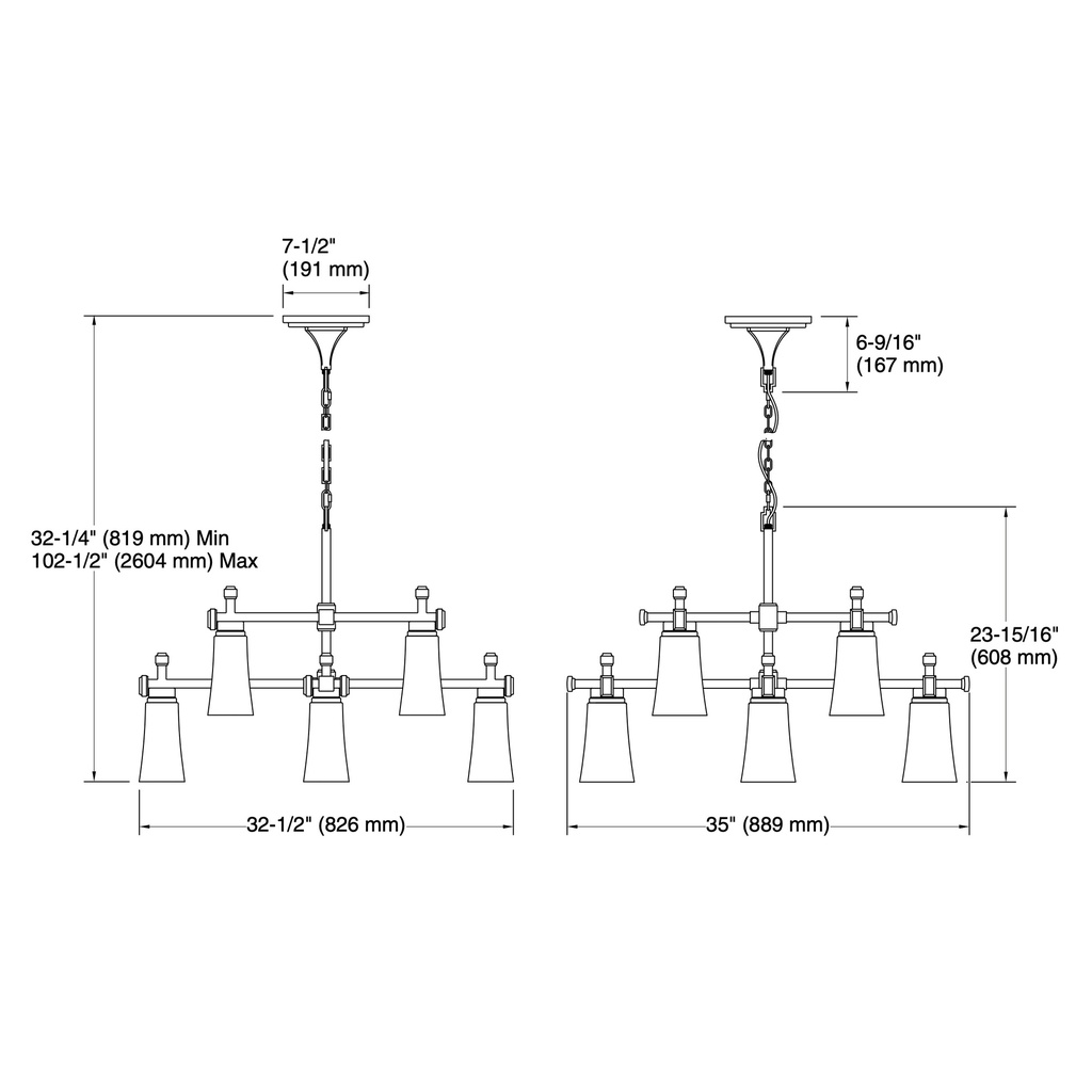 Kohler 31759-CH08-SNL Riff 8 Light Chandelier