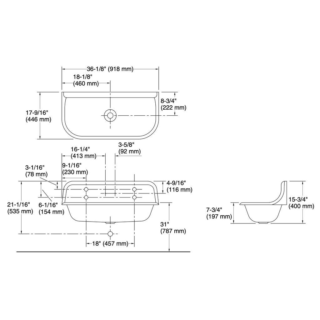 Kohler 3200-PAT-42 Brockway 3' Wash Sink