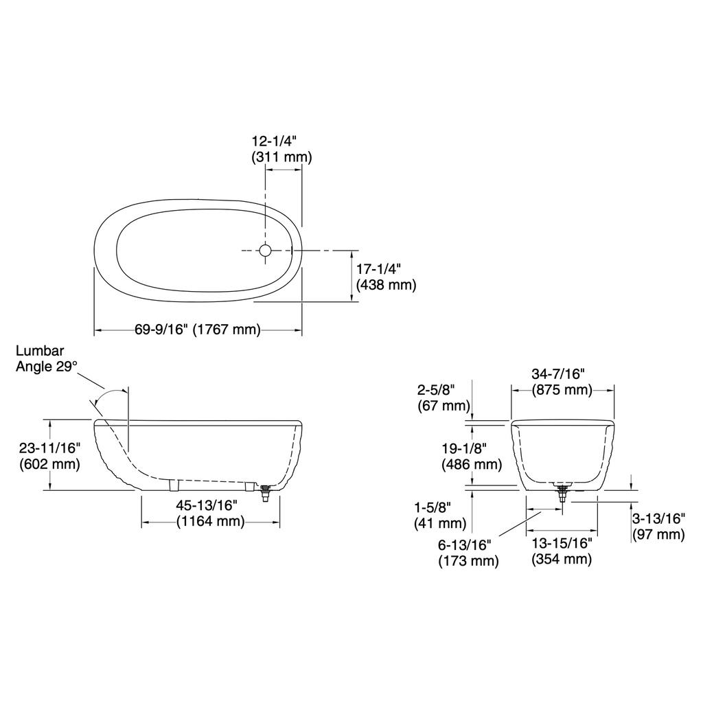 Kohler 32131-HW1 Landshapes Freestanding Bath