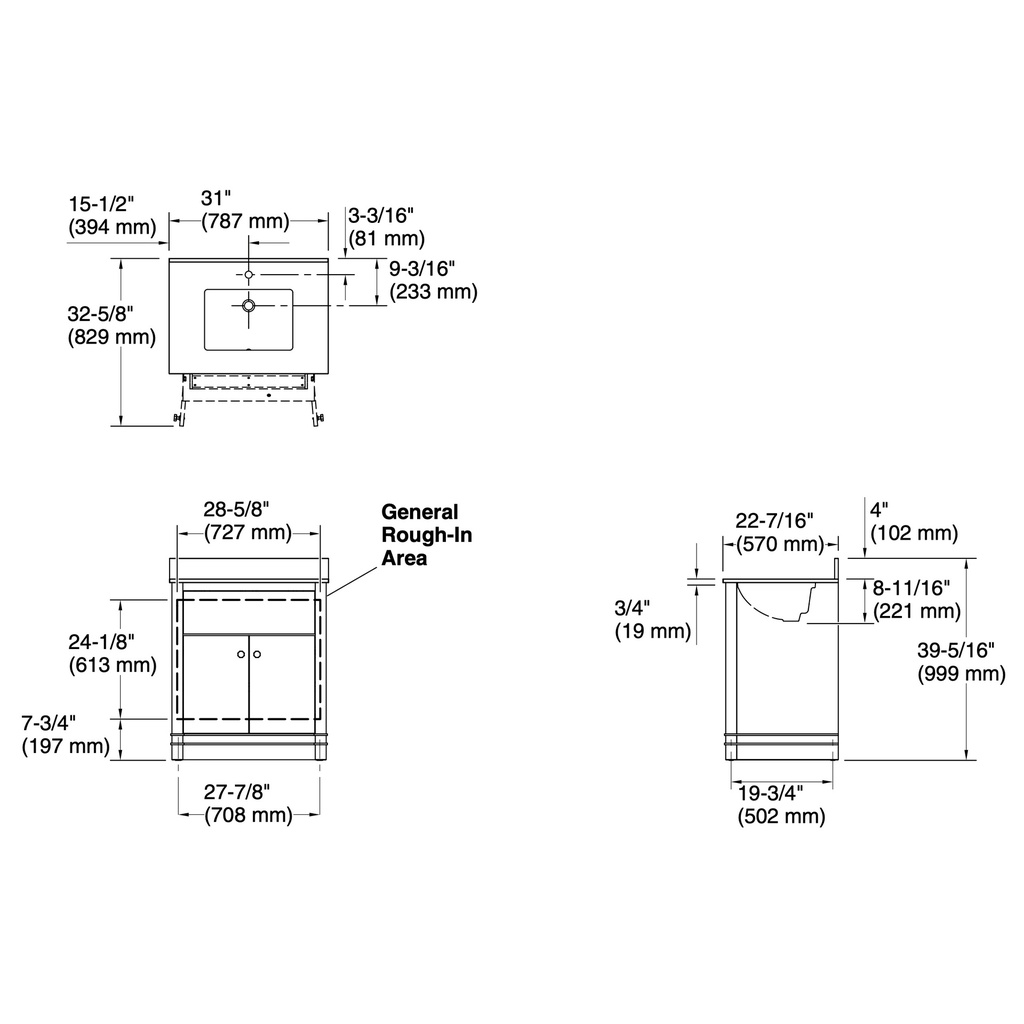Kohler 33265-WEK 30 Alouette Vanity Set