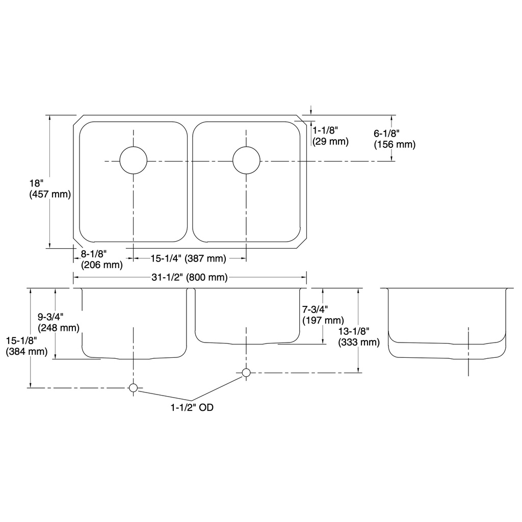 Kohler 3351-NA Undertone Hi/Low Dbl Ss Sink