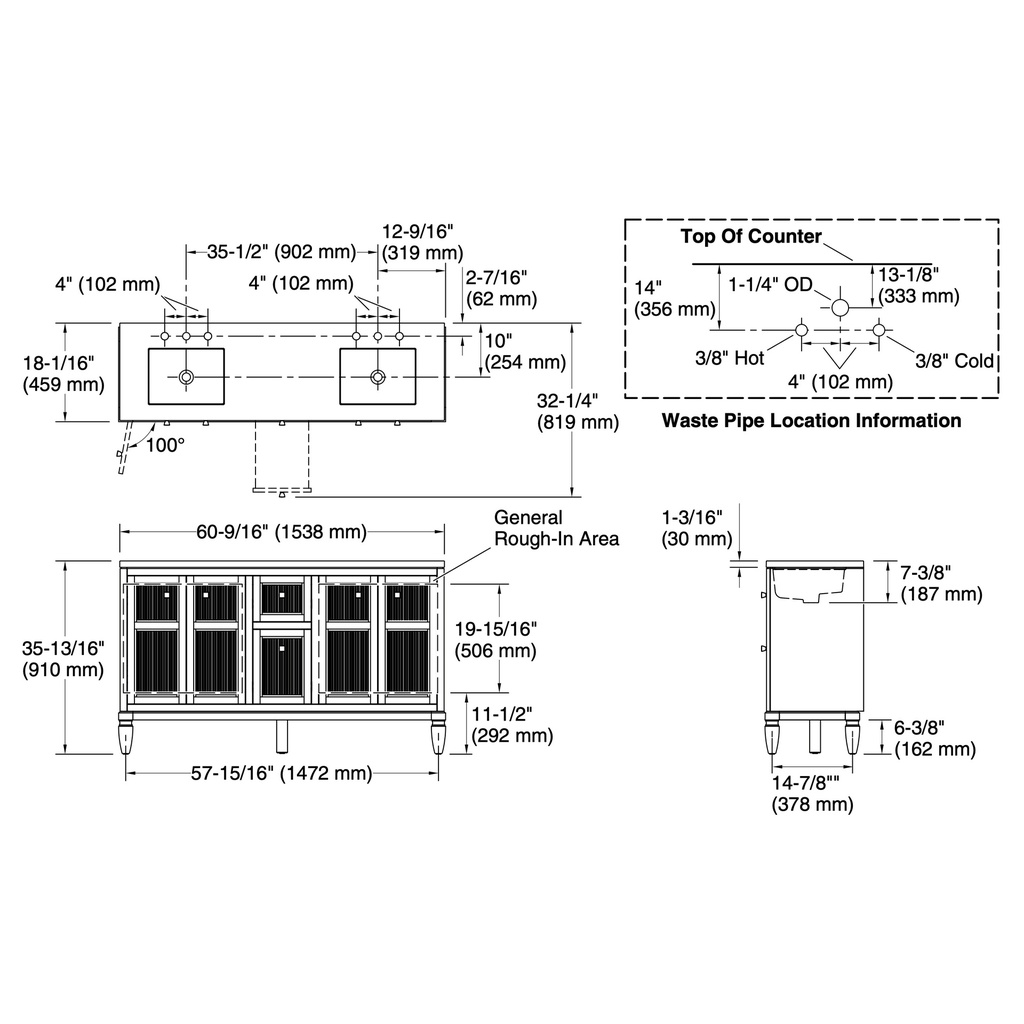 Kohler 33539-ASB-0 Hearthaven Vanity 60
