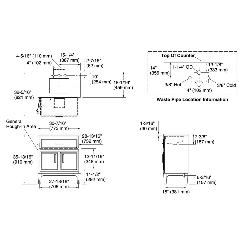 Kohler 33544-ASB-0 Southerk Vanity 30 Inches