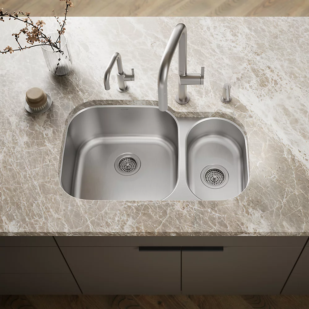 Kohler 3355-NA Undertone Dbl Hi/Lo Ss Sink