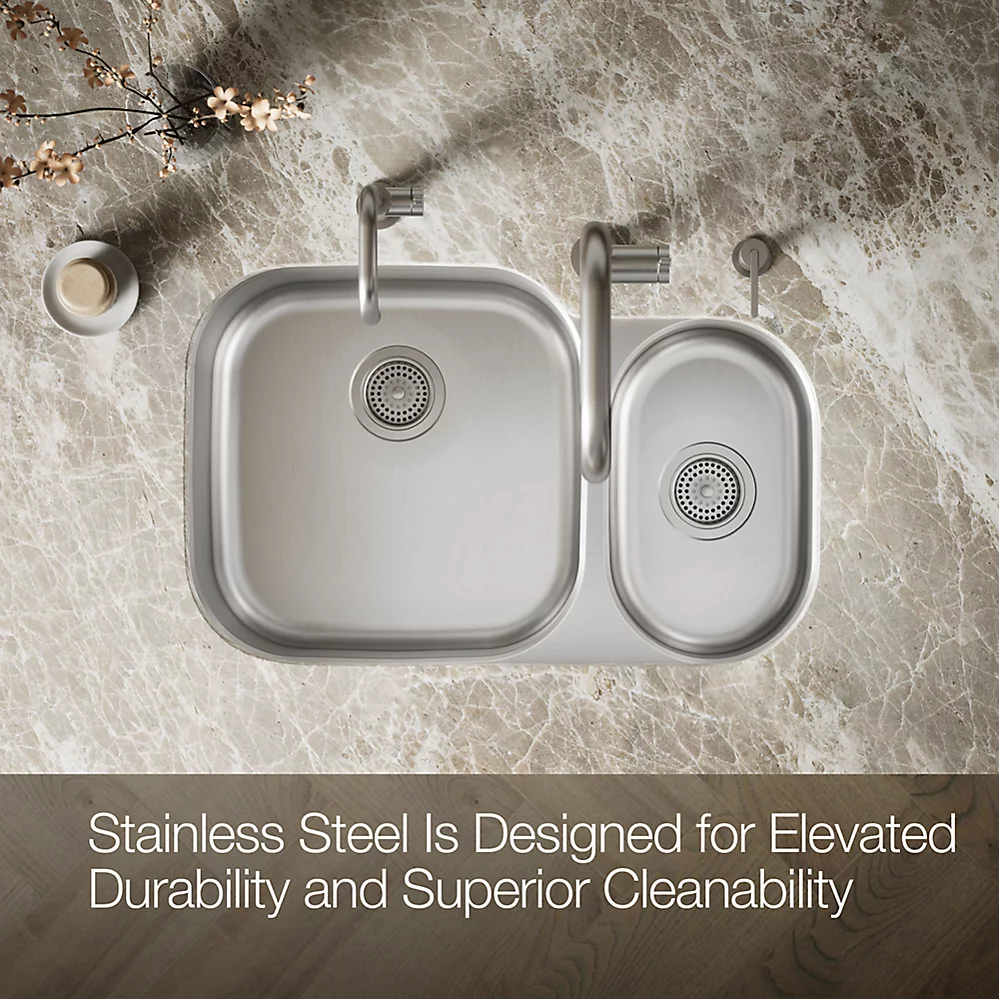 Kohler 3355-NA Undertone Dbl Hi/Lo Ss Sink