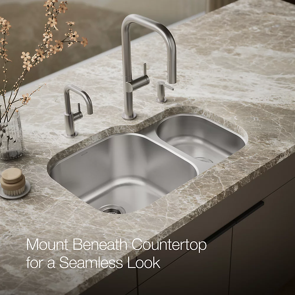 Kohler 3355-NA Undertone Dbl Hi/Lo Ss Sink
