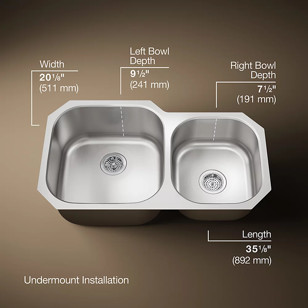Kohler 3356-NA Undertone Dbl Xl/Med Ss Sink