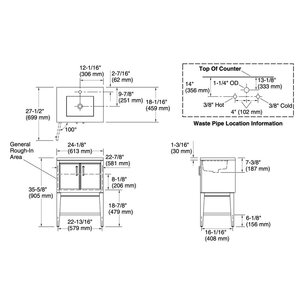 Kohler 33577-ASB-0 Winnow Vanity 24