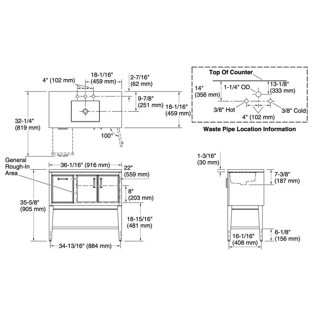 Kohler 33579-ASB-0 Winnow Vanity 36