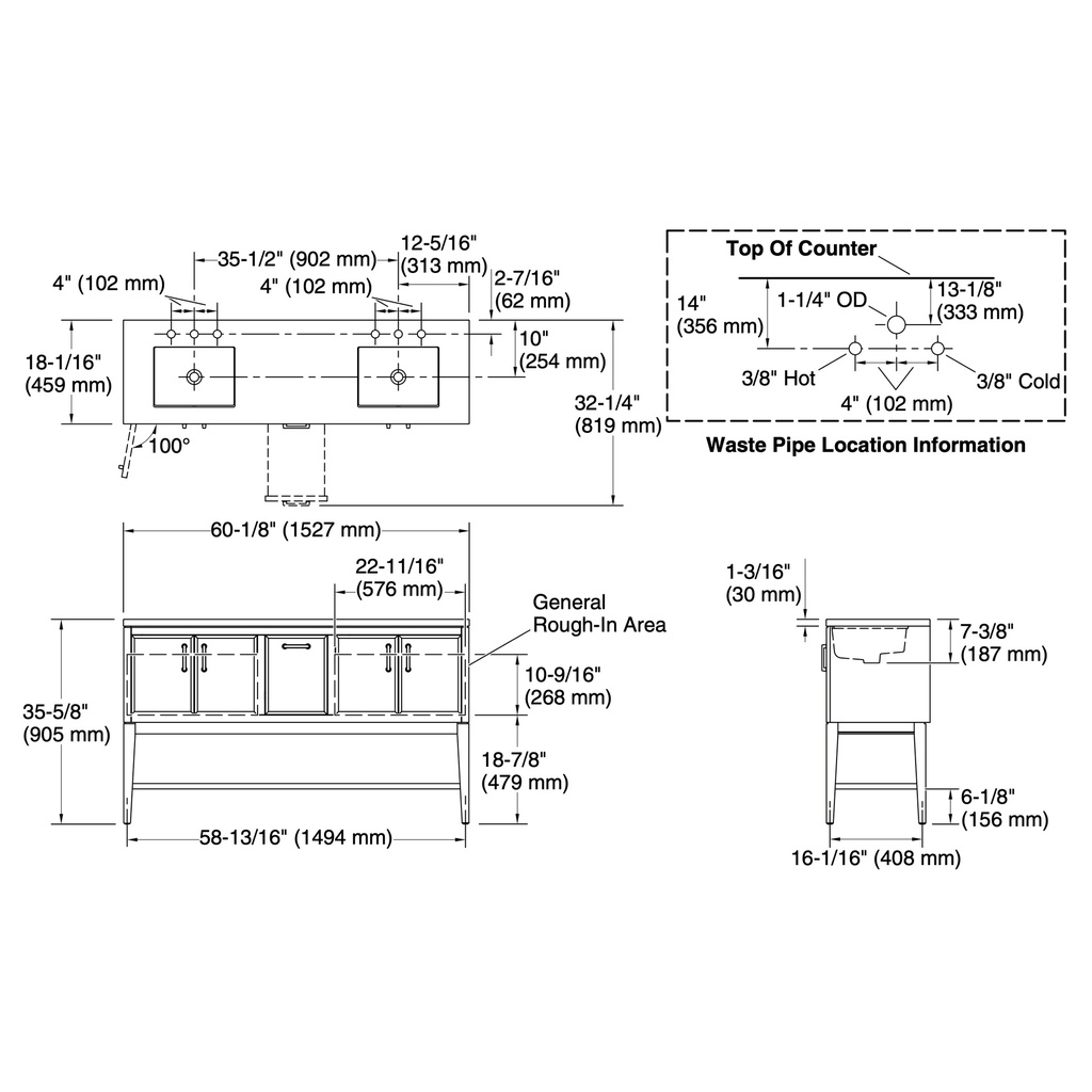 Kohler 33581-ASB-0 Winnow Vanity 60