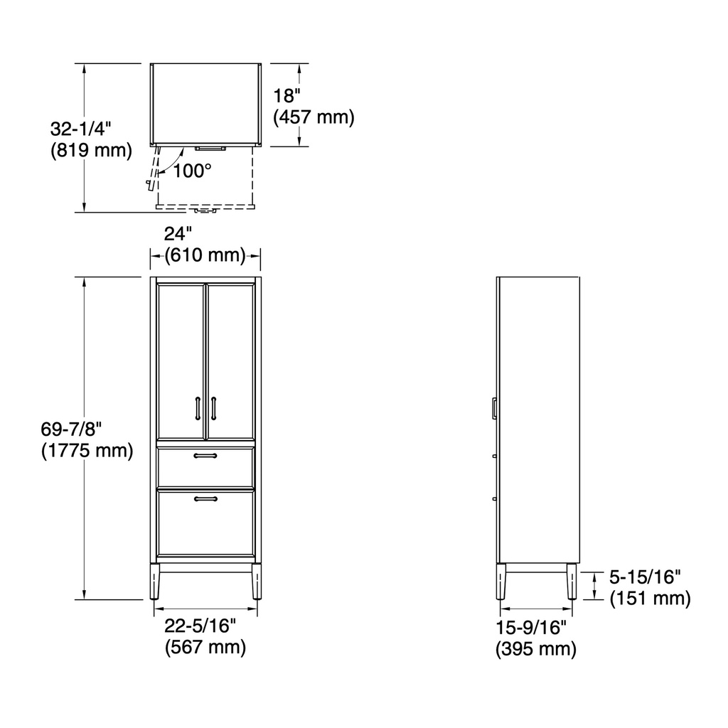Kohler 33582-ASB-0 Winnow Linen Tower 24 Inches