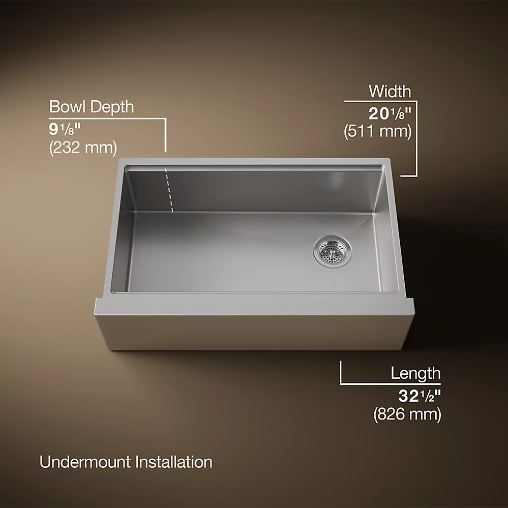 Kohler 33656-PC-NA Strive 33 Apron Front Workstation