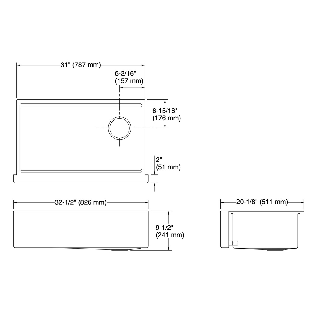 Kohler 33656-PC-NA Strive 33 Apron Front Workstation