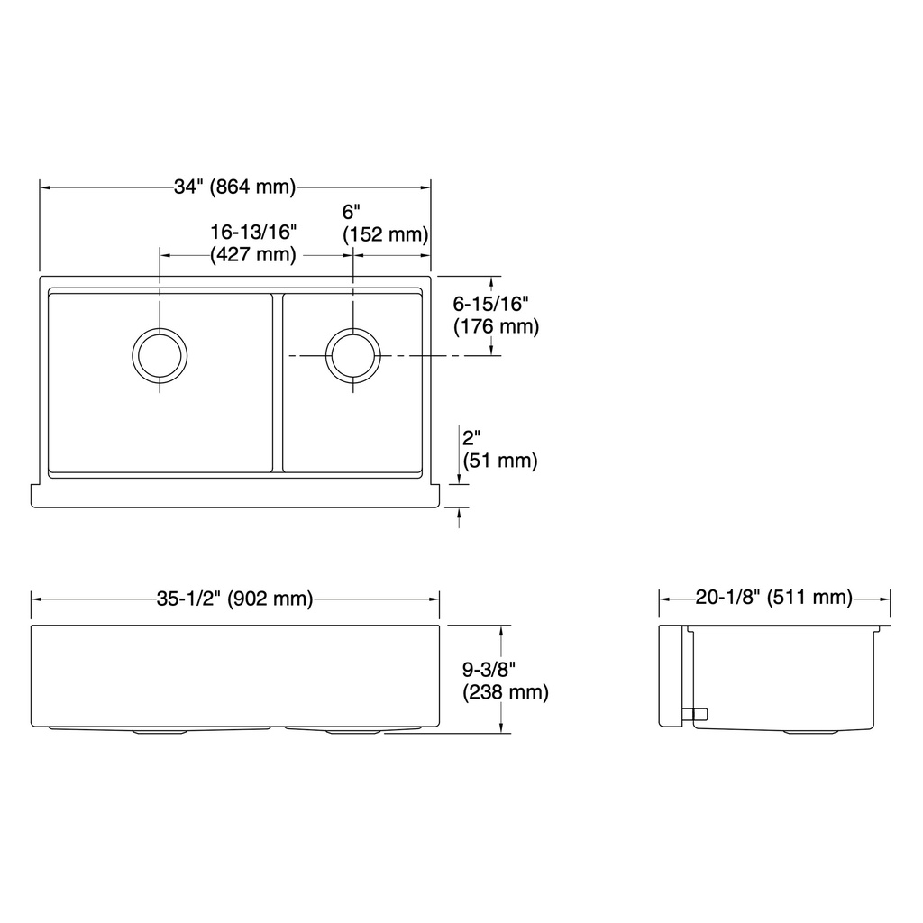 Kohler 33658-PC-NA Strive Offset 36 Apron Front Ws