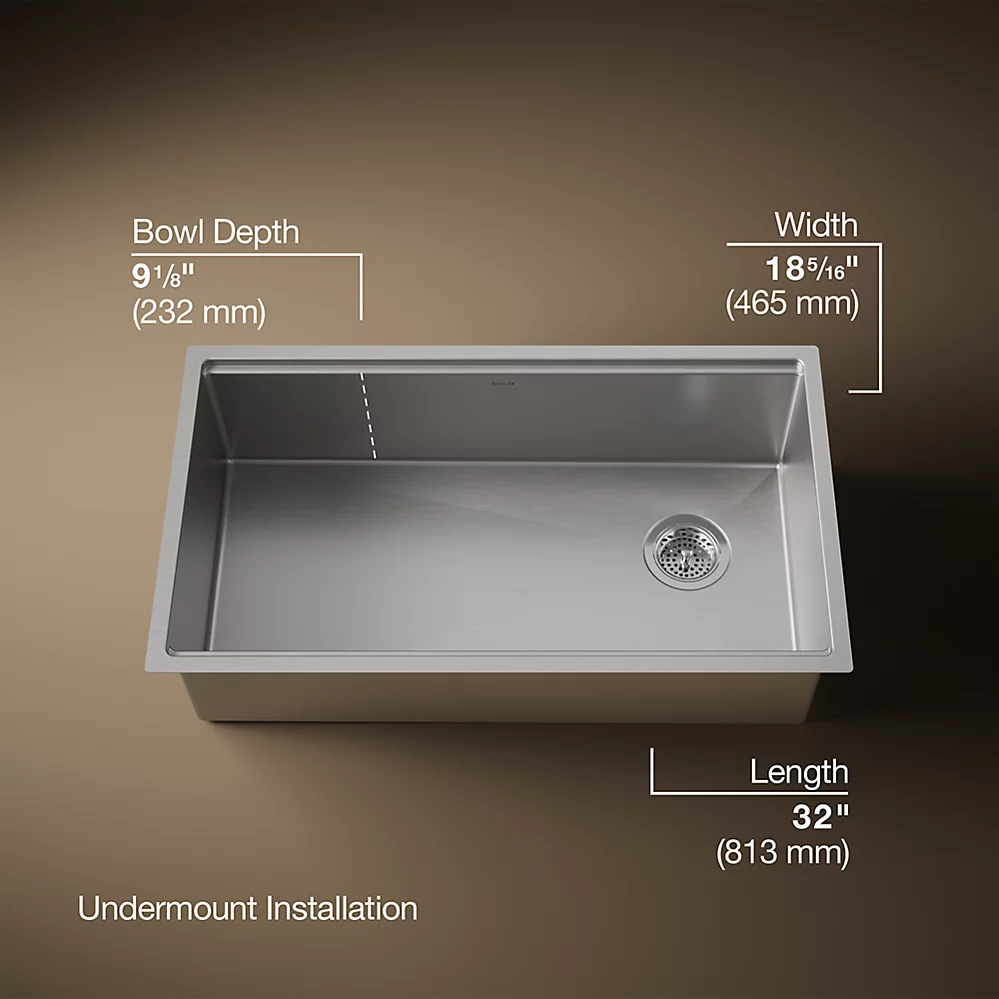 Kohler 33662-PC-NA Strive Single Basin 32 Workstation