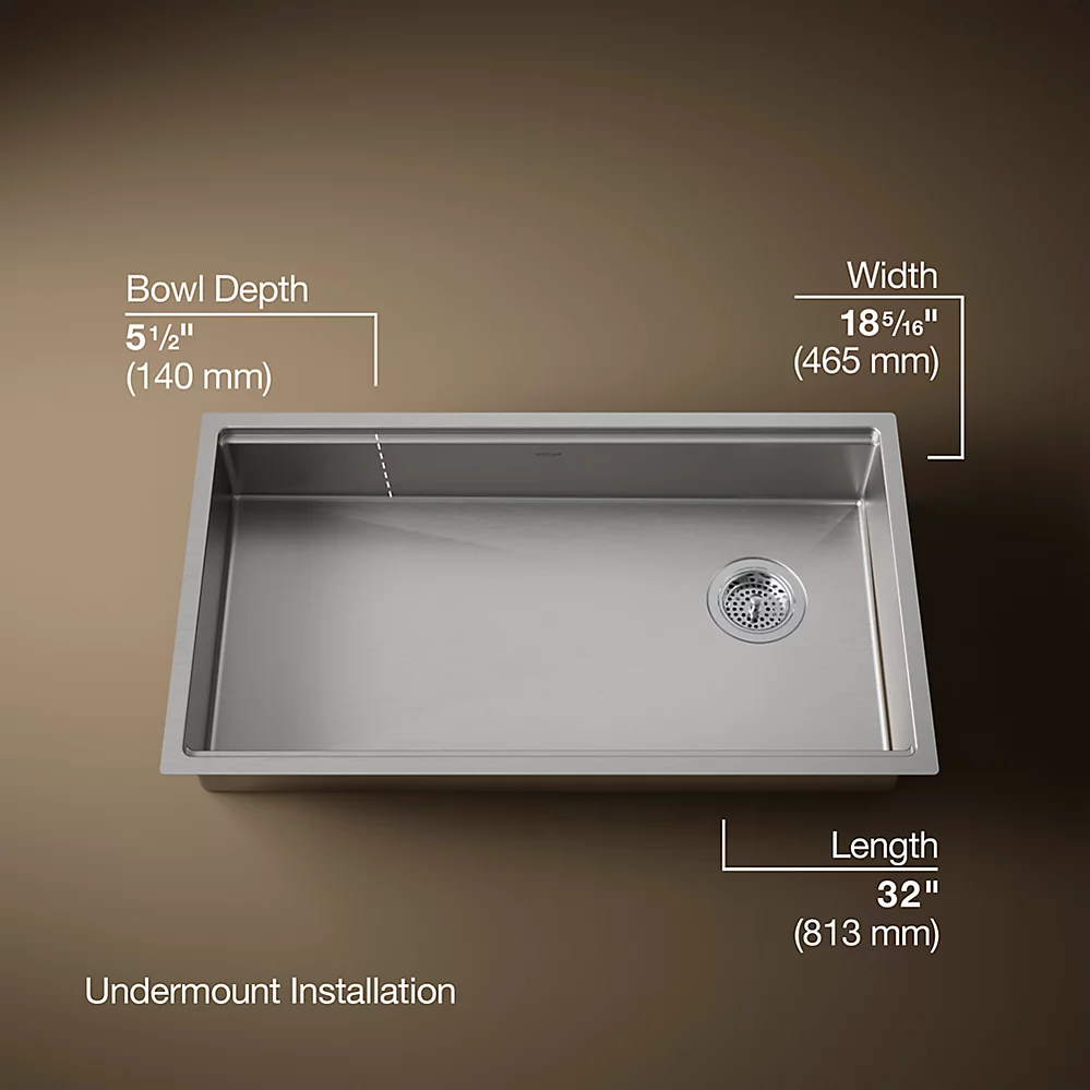 Kohler 33663-PC-NA Strive Single Basin 32 Ws Ada