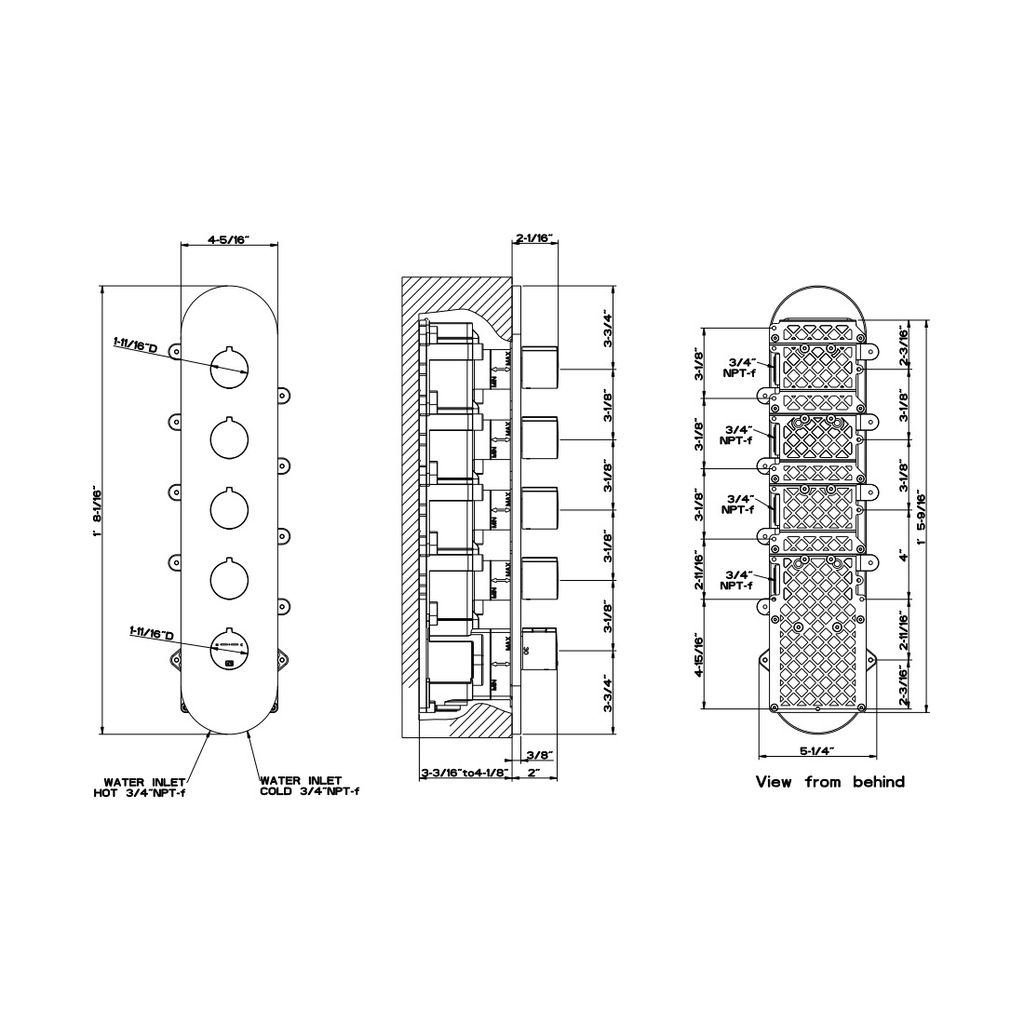 Gessi 39756 Goccia Thermostatic Trim With Four Volume Controls Chrome 2