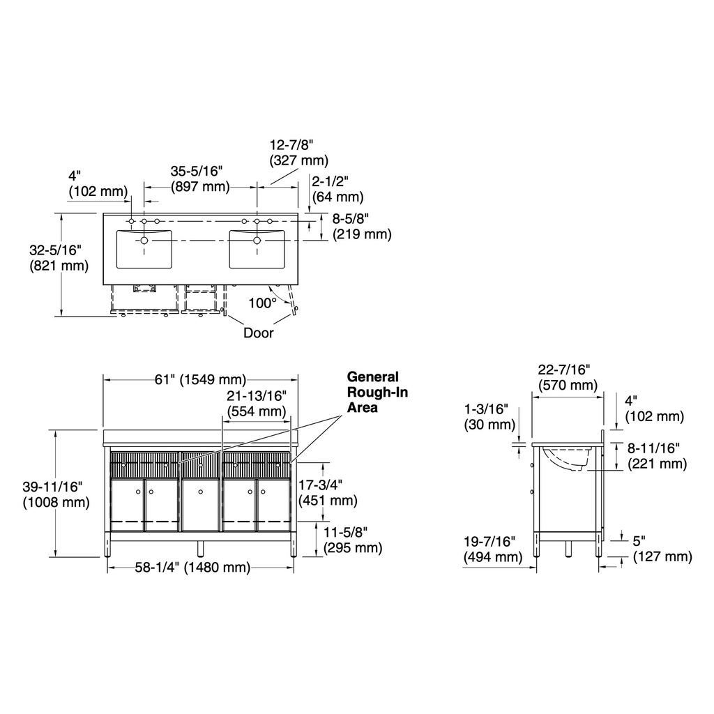 Kohler 35022-0 Malin 60 Vanity
