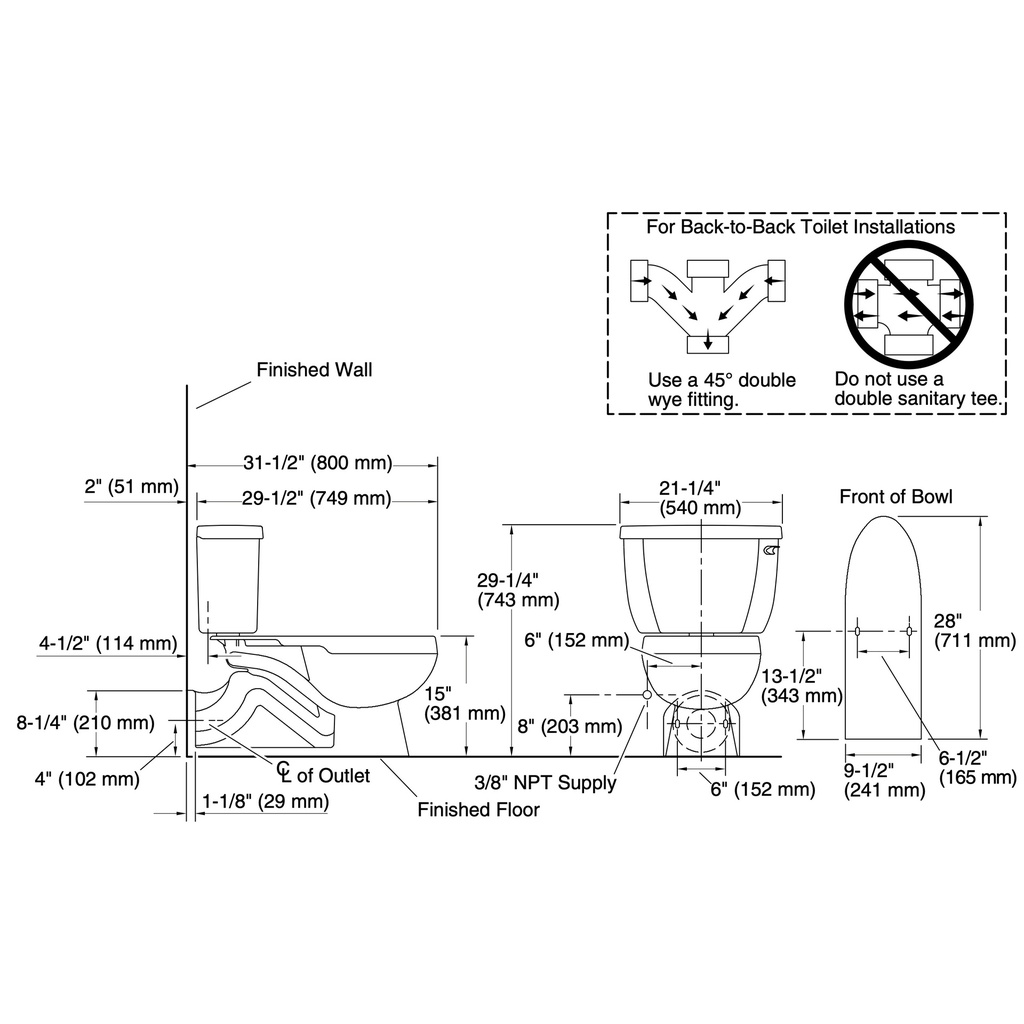 Kohler 3554-RA-96 Barrington Lite Toilet-Eb, W/Rh Trip