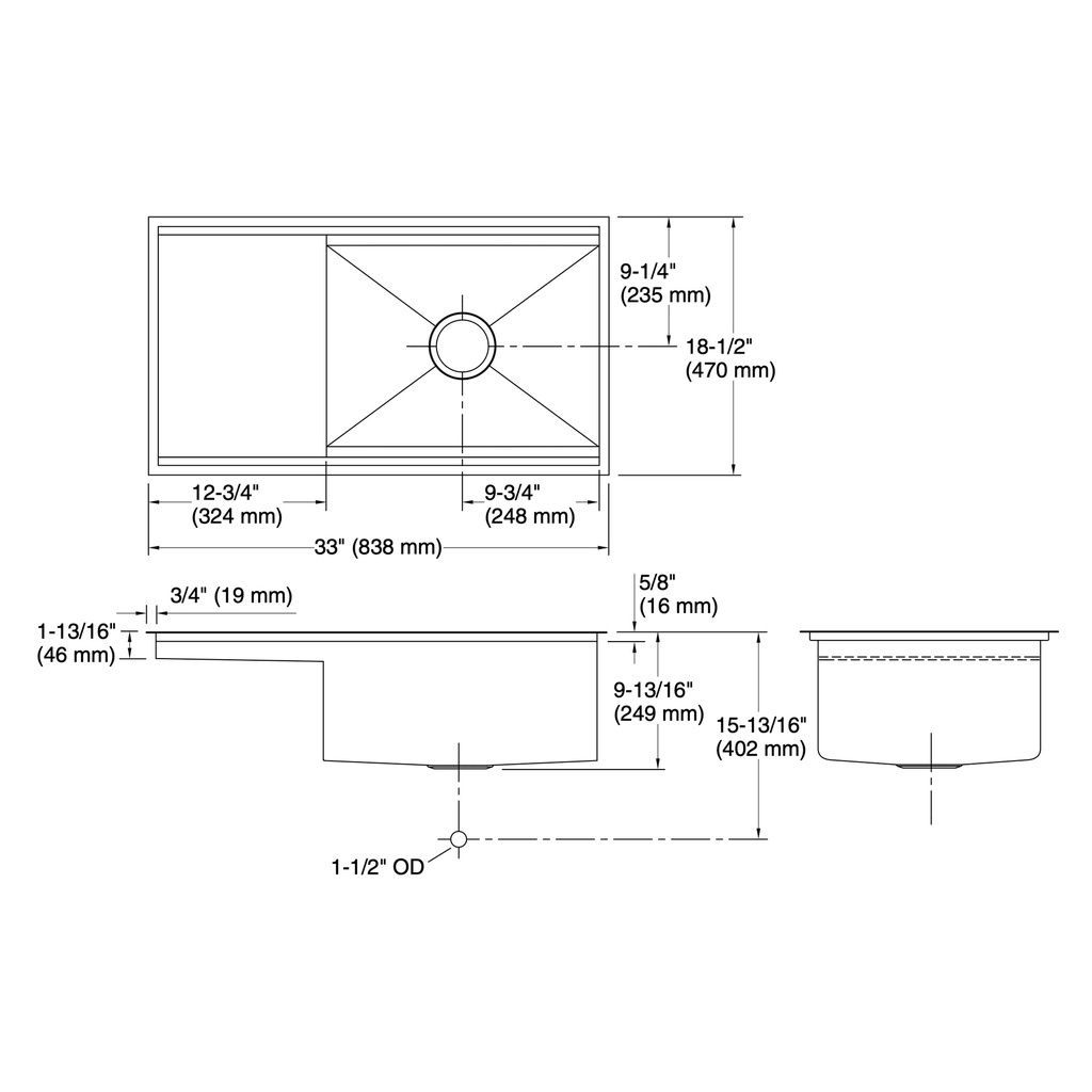 Kohler 3760-NA Stages 33 Ss Sgl Basin W/Accessories