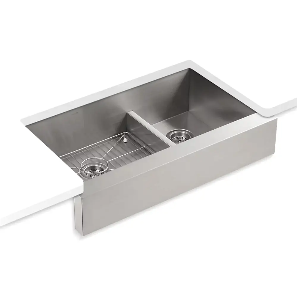 Kohler 3945-NA Vault 36 Apron U/C Offset Sink W/Rack