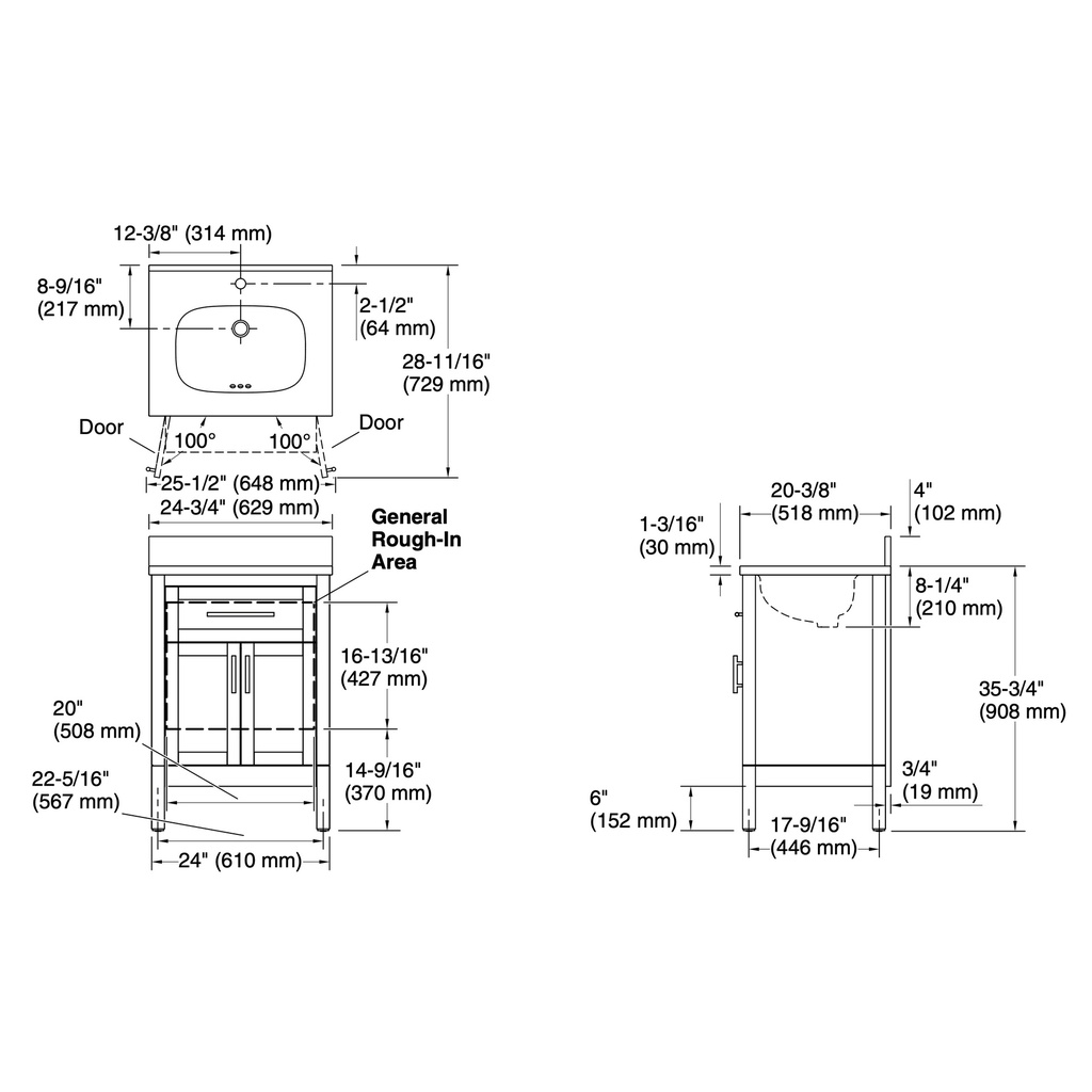 Kohler 39603-ASB-AGA Hadron 24 Vanity Set