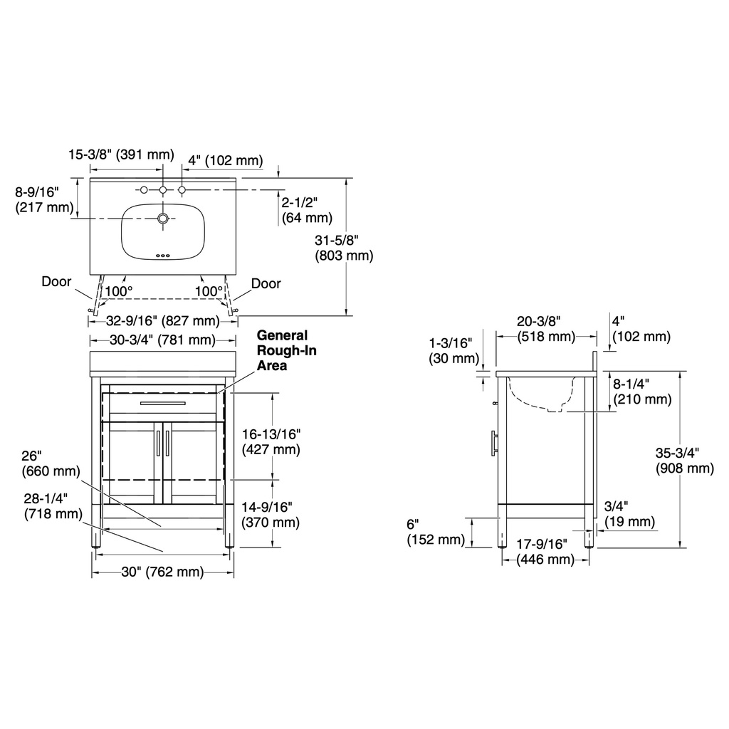 Kohler 39604-ASB-0 Hadron 30 Vanity Set