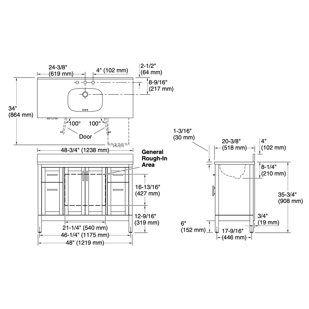Kohler 39606-ASB-AGA Hadron 48 Vanity Set