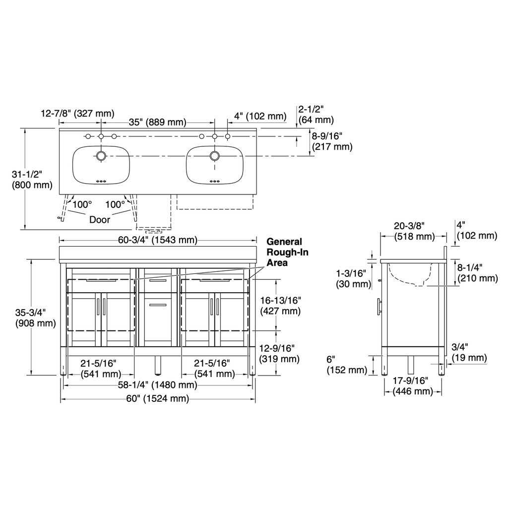 Kohler 39607-ASB-0 Hadron 60 Vanity Set