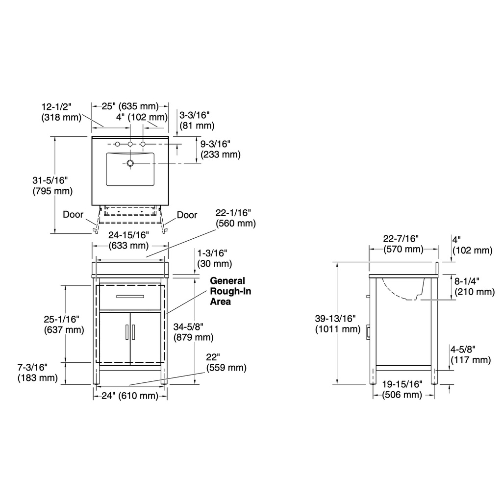 Kohler 40637-BD1-BWK Kresla 24 Inch Vanity Set