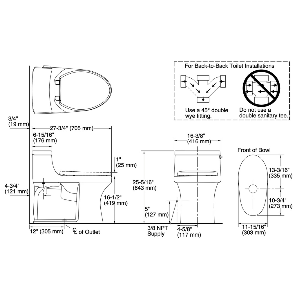 Kohler 5172-58 San Souci Ch 1-Pc Eb, 1.28 Toilet