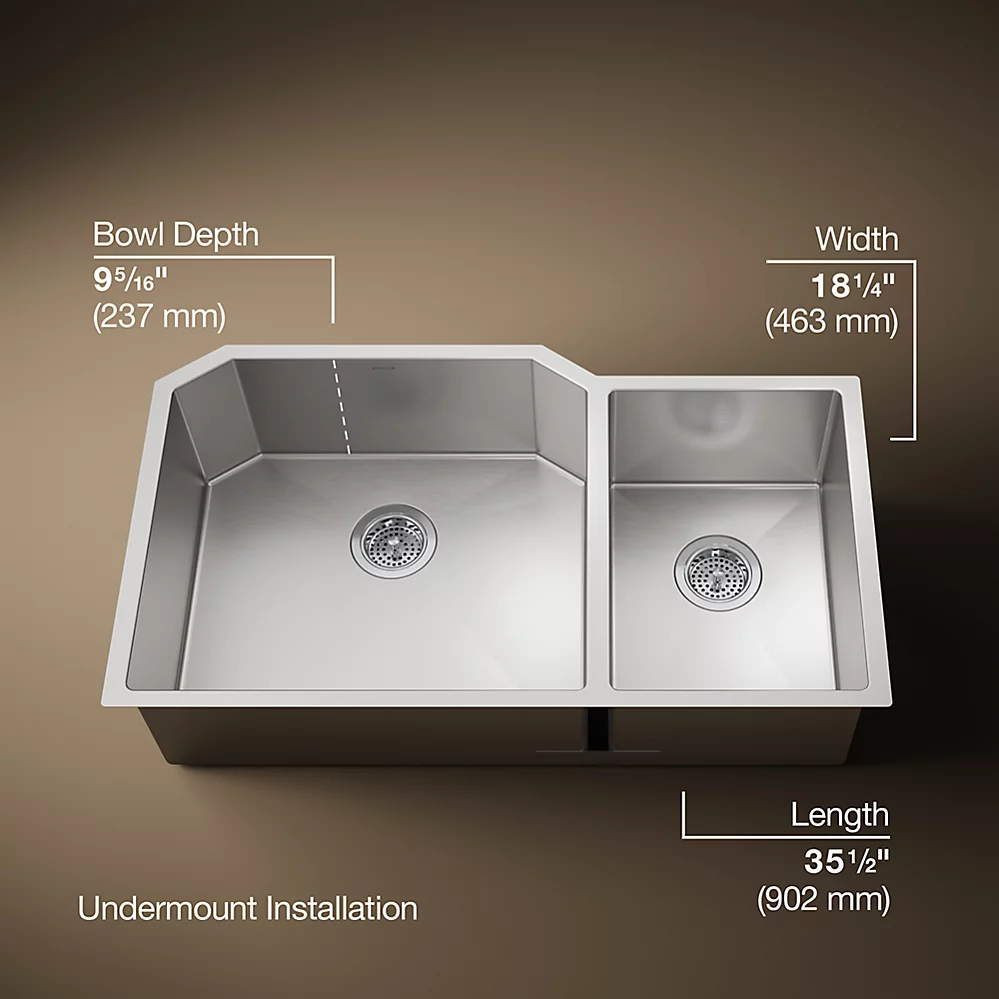 Kohler 5282-NA Strive U/C Large Offset Sink W/Rack