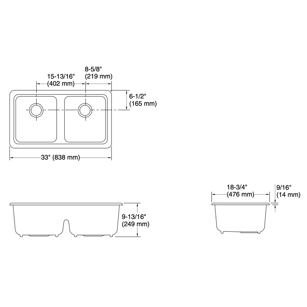 Kohler 5312-58 Iron/Tones 33 Dbl Equal Kitchen Sink