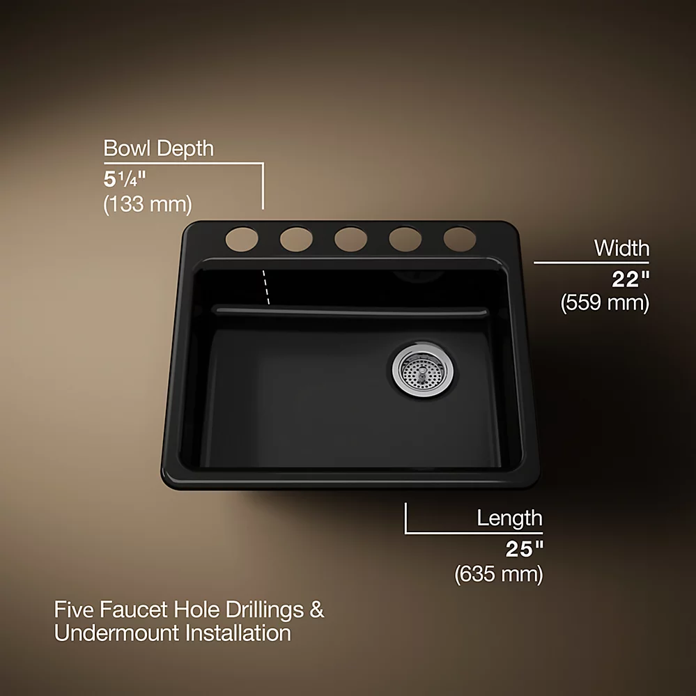 Kohler 5479-5U-7 Riverby 25 Single Basin Sink