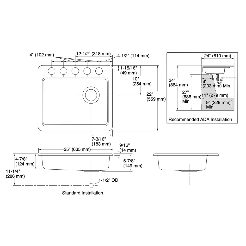 Kohler 5540-NA Prolific U/C Large Single Sink
