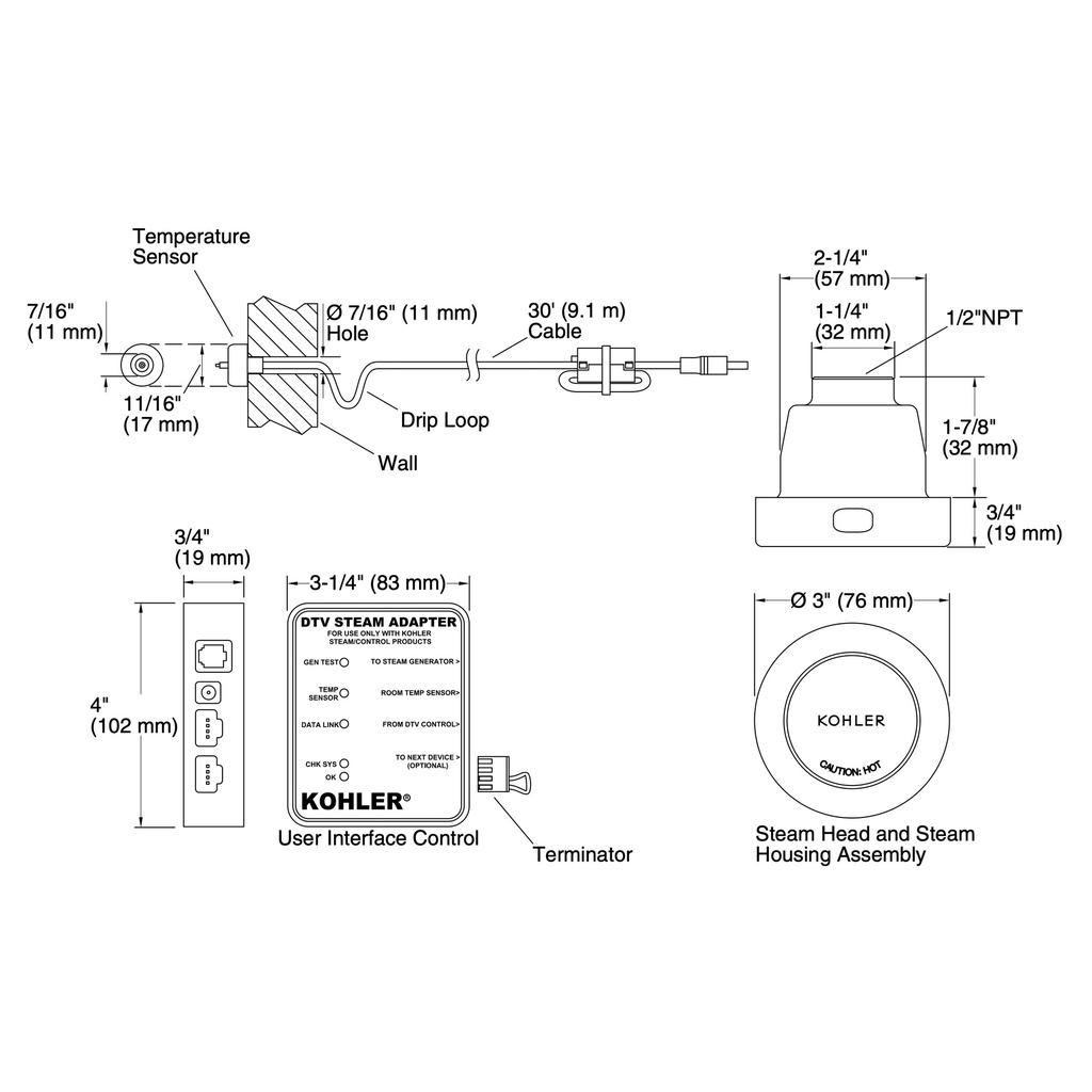 Kohler 5549-K1-BN Dtv+ Steam Adapter Kit, Tandem