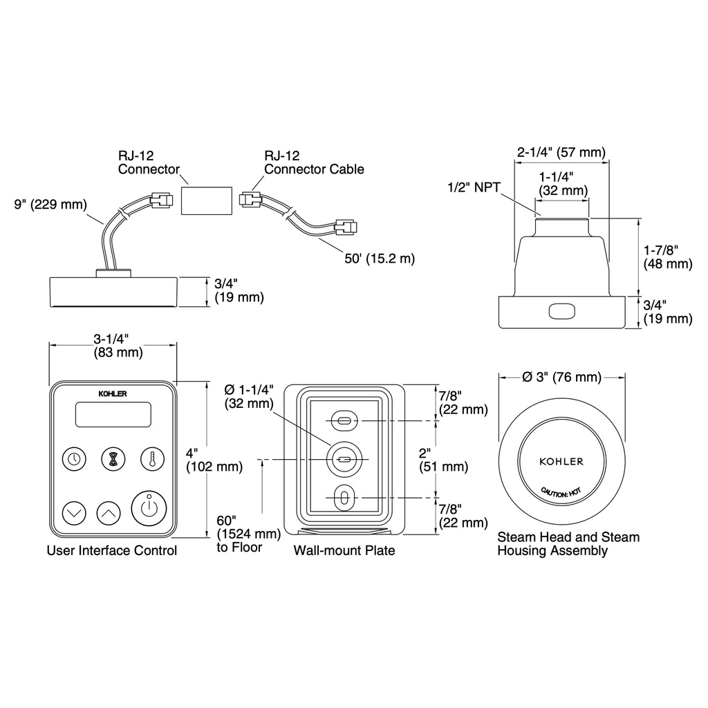 Kohler 5557-BN Invigoration Control Kit, Single