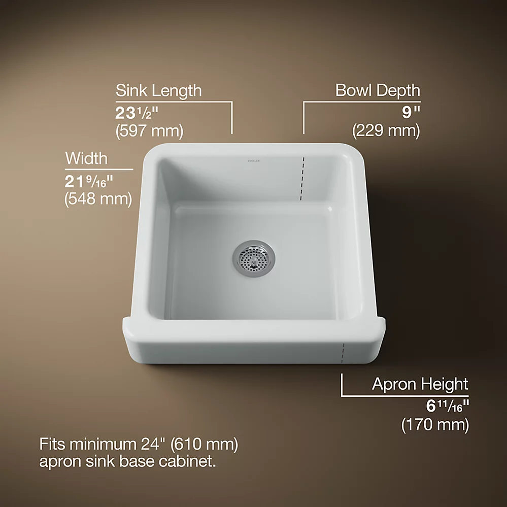 Kohler 5664-95 Whitehaven, Uc, 24 , Short Apron Sink