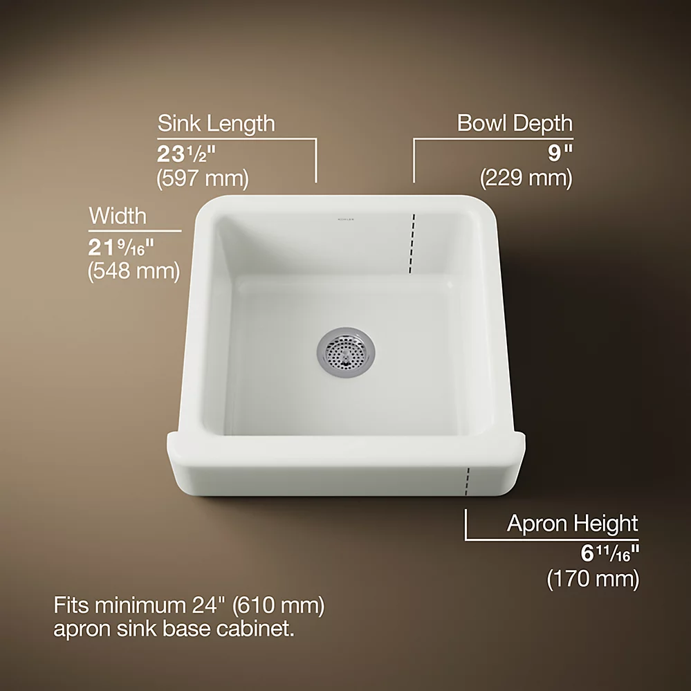 Kohler 5664-NY Whitehaven, Uc, 24 , Short Apron Sink