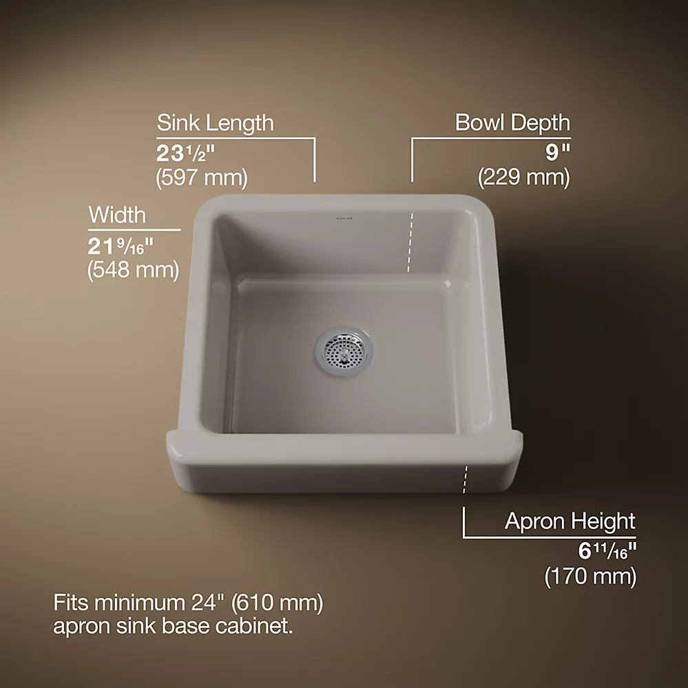 Kohler 5664-TRF Whitehaven Uc 24 Short Apron Sink