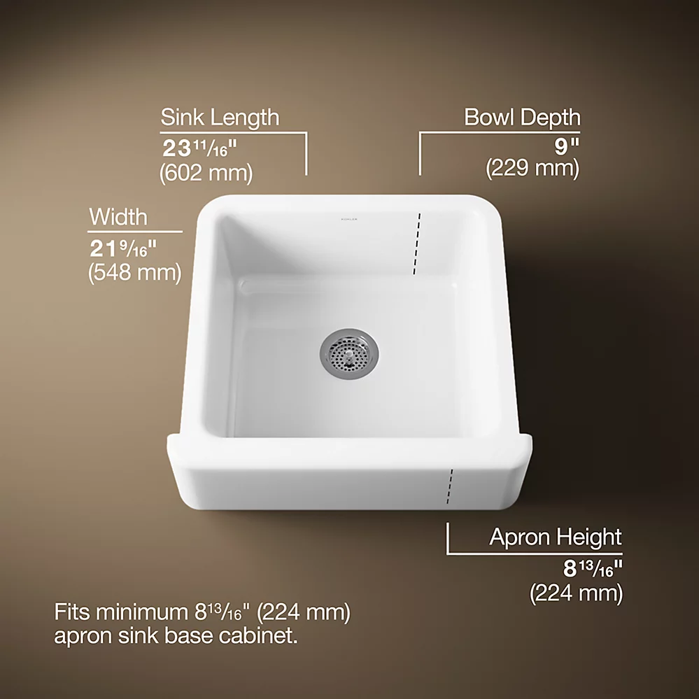 Kohler 5665-0 Whitehaven, Uc, 24 , Tall Apron Sink