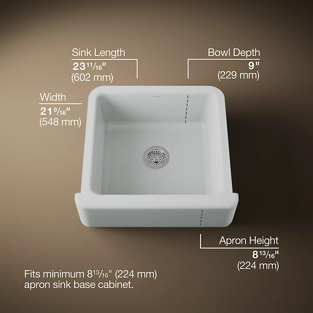 Kohler 5665-95 Whitehaven, Uc, 24 , Tall Apron Sink