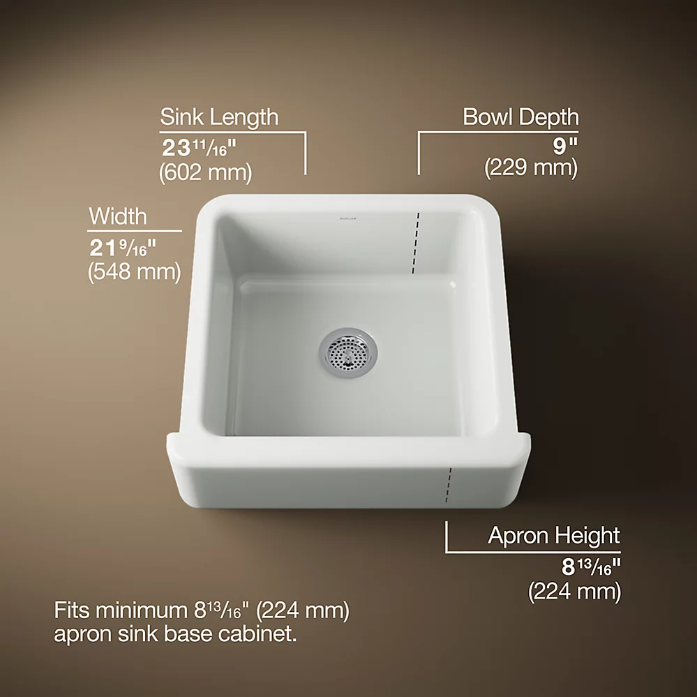 Kohler 5665-FF Whitehaven, Uc, 24 , Tall Apron Sink