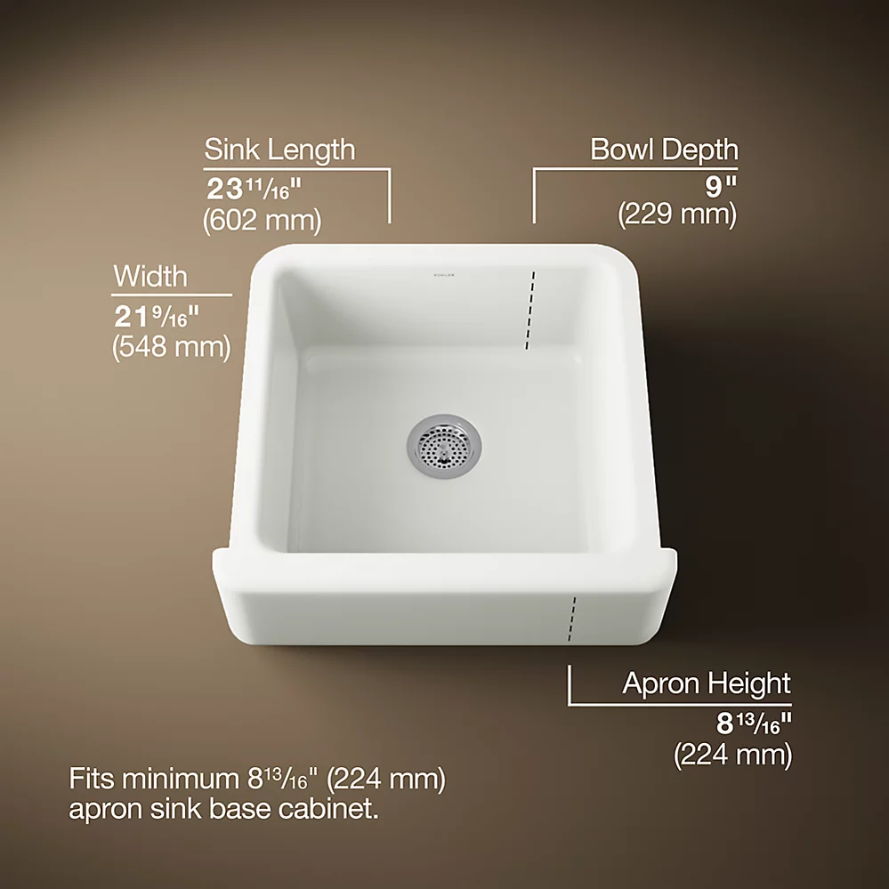 Kohler 5665-NY Whitehaven, Uc, 24 , Tall Apron Sink