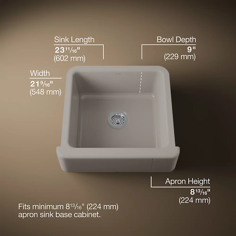 Kohler 5665-TRF Whitehaven Uc 24 Tall Apron Sink