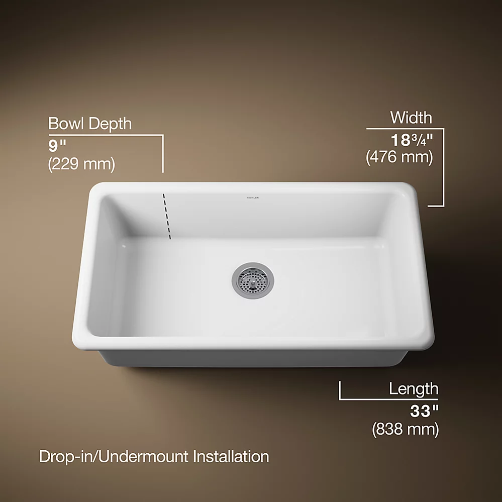 Kohler 5707-0 Iron/Tones 33 Single Bowl Kitchen Sink