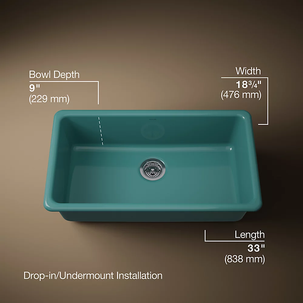 Kohler 5707-17 Iron/Tones 33 Single Bowl Kitchen Sink