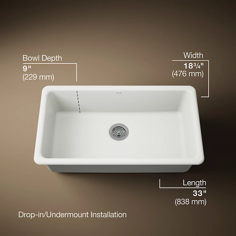 Kohler 5707-NY Iron/Tones 33 Single Bowl Kitchen Sink