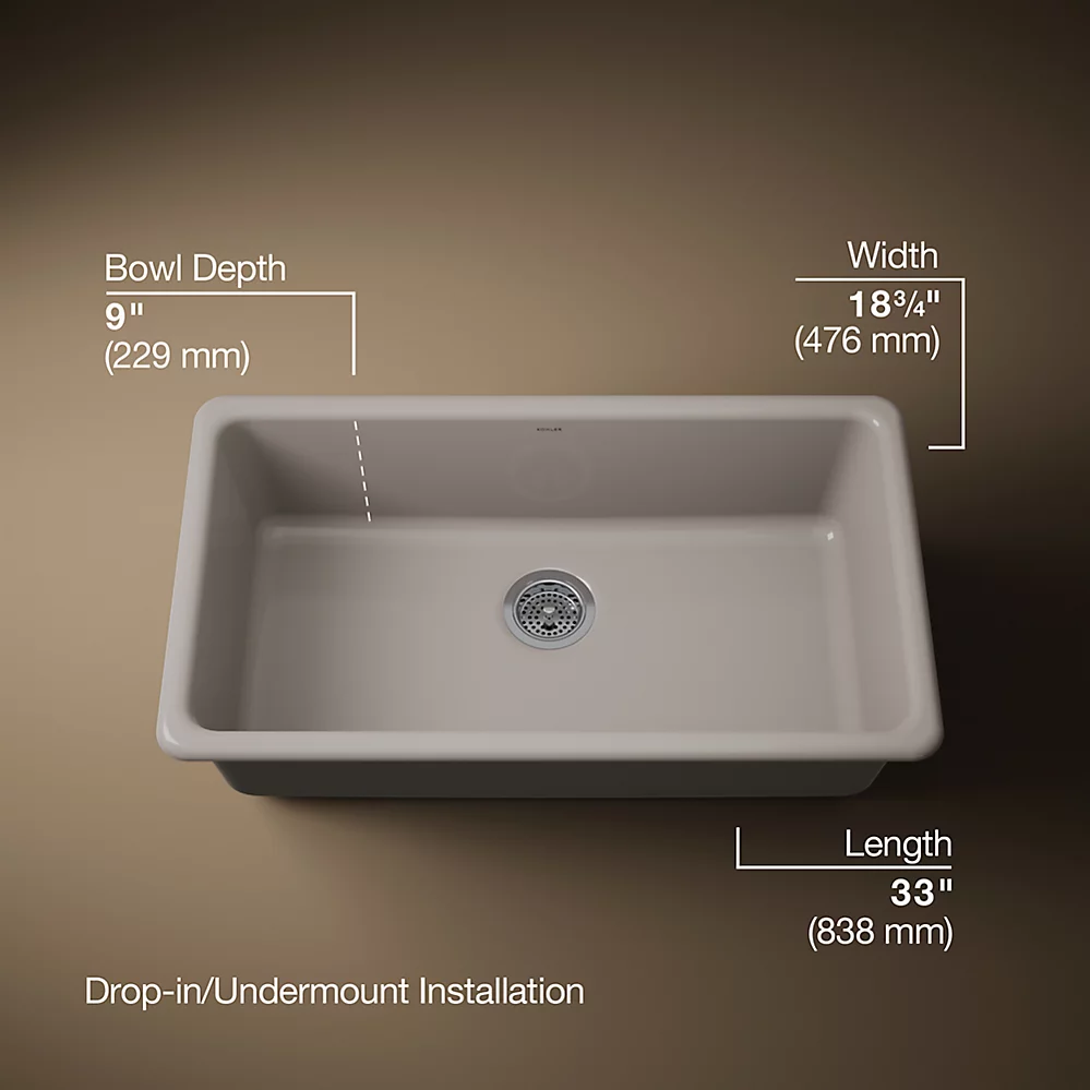 Kohler 5707-TRF Iron/Tones 33 Single Bowl Kitchen Sink
